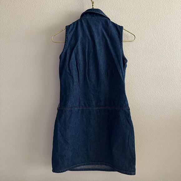 Vintage Tower Hill Sport 100% cotton sleeveless dark wash mini jean dress - Picture 10 of 12